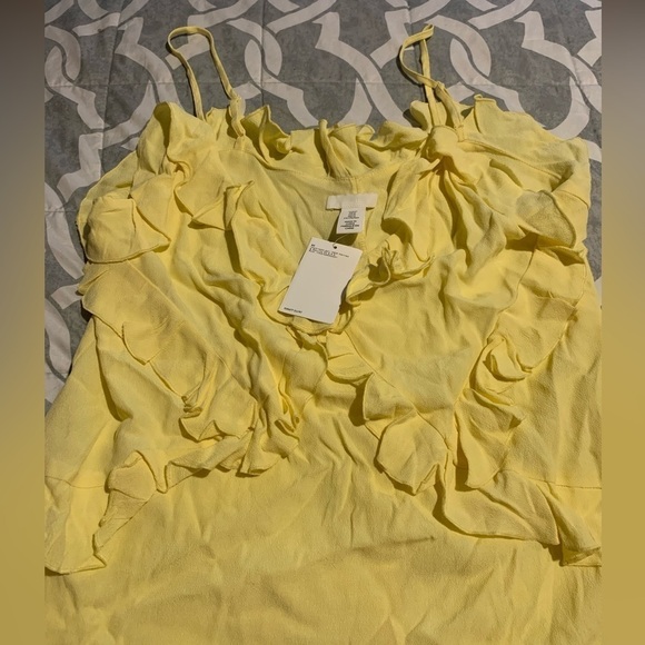 H&M NWT Yellow flouncy mini dress medium gorgeous spring dress - Picture 4 of 5